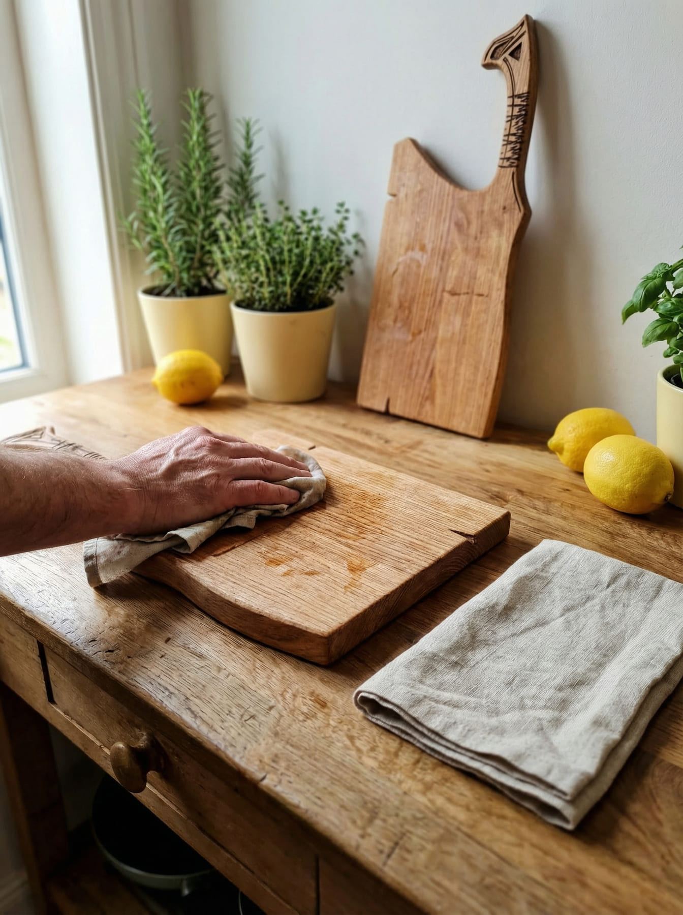 Pflege des Schneidebretts mit Bee-Wax