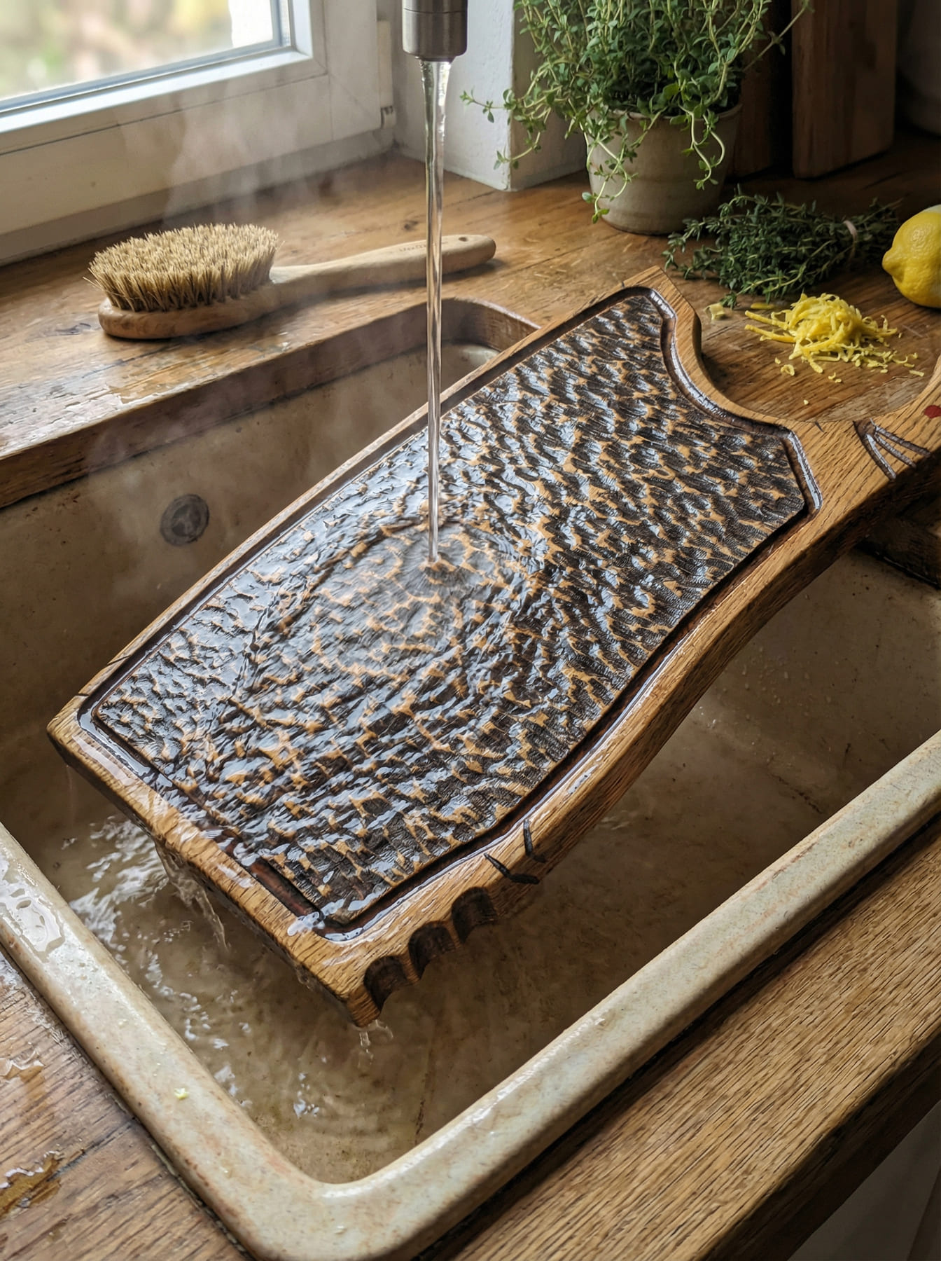 Vergleich Brett vor und nach der Bee-Wax Pflege