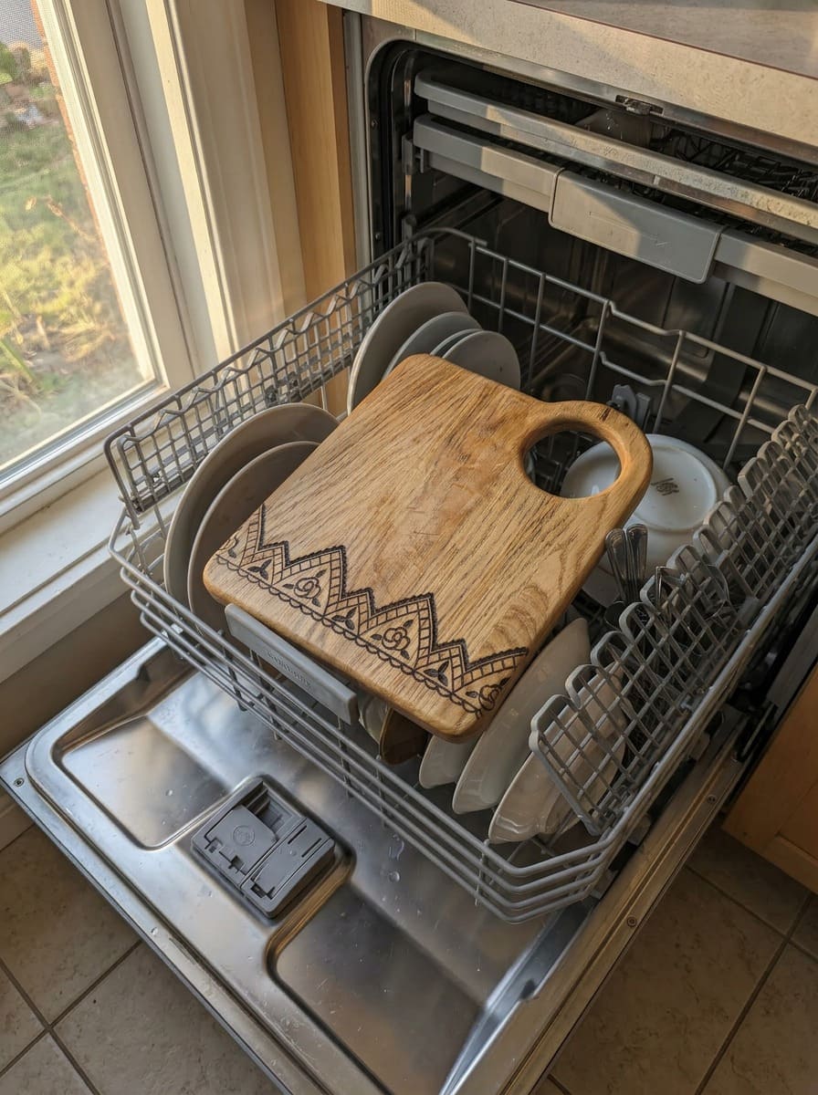 Schneidebrett in der Spülmaschine – bitte nicht