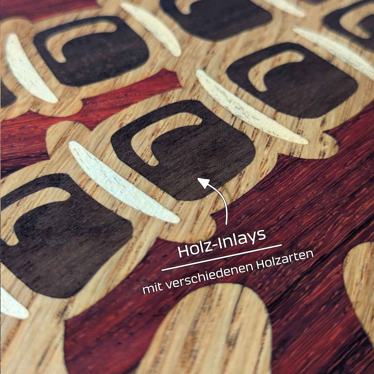 Inlays aus verschiedenen Edelholzarten